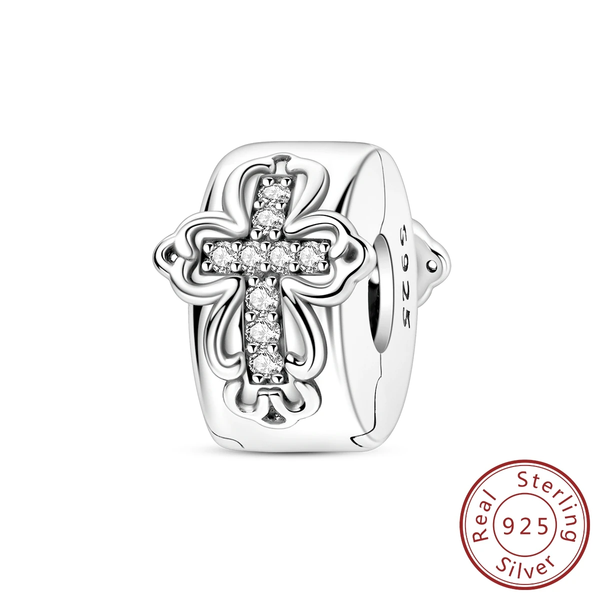 

New In 925 Sterling Silver Retro Cross Fixing Clip Clasp Beads Charms Jewelry Fit Original 925 Bracelet For Women DIY Gift
