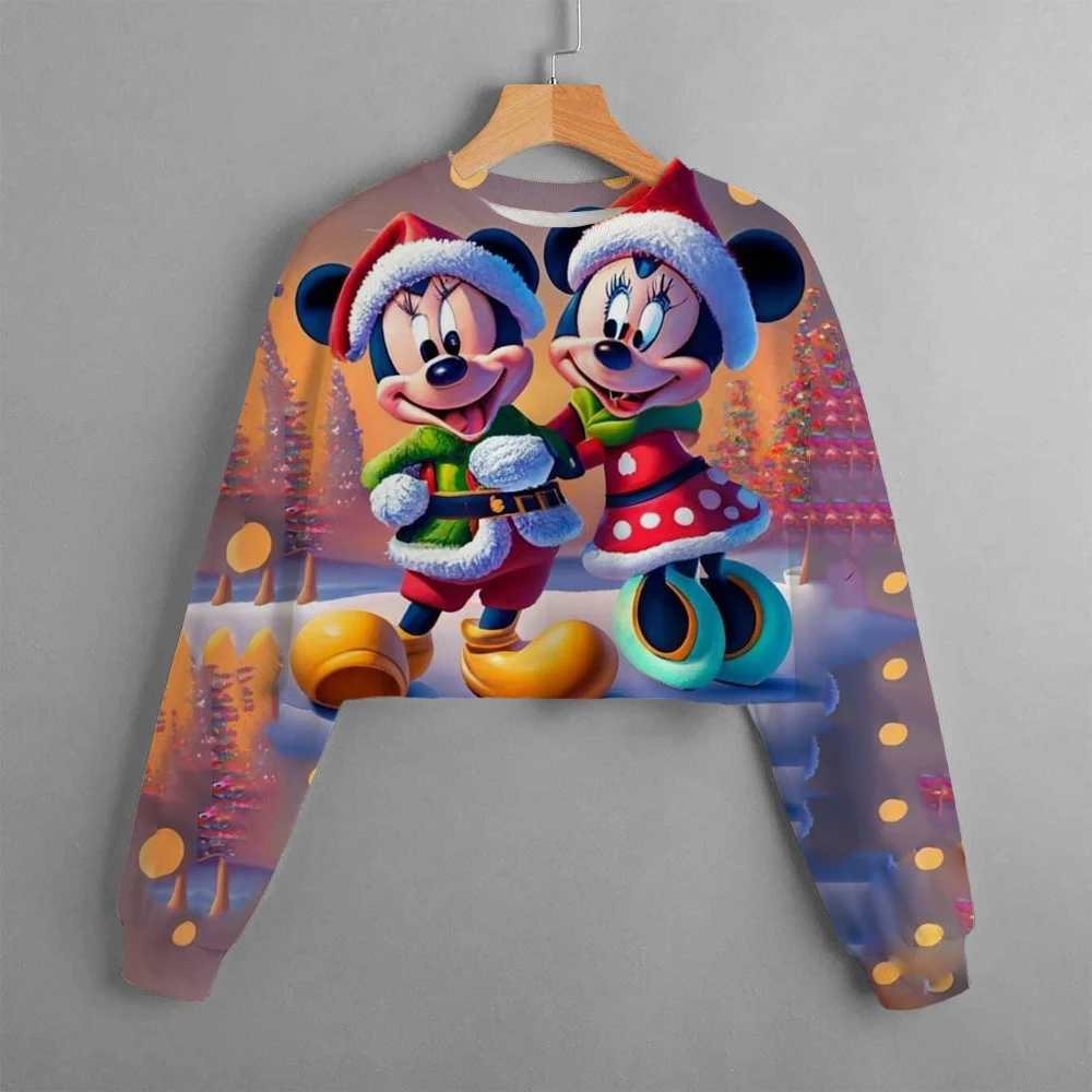 Disney Merry Christmas Mickey Mouse print round neck sweatshirt children's autumn fashion brand tops children's clothing