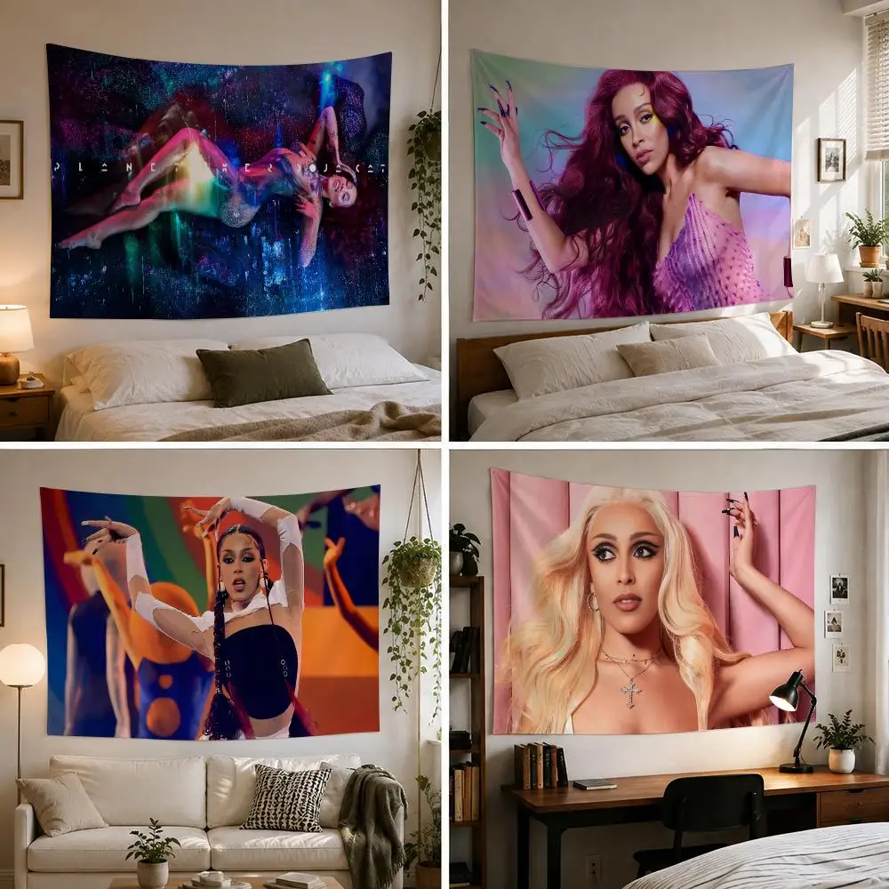 D-Doja Cat Rapper Singer Tapestry Custom Living Bedroom Party Dormitory Interior Wall Bohemian Decoration Attached Clip