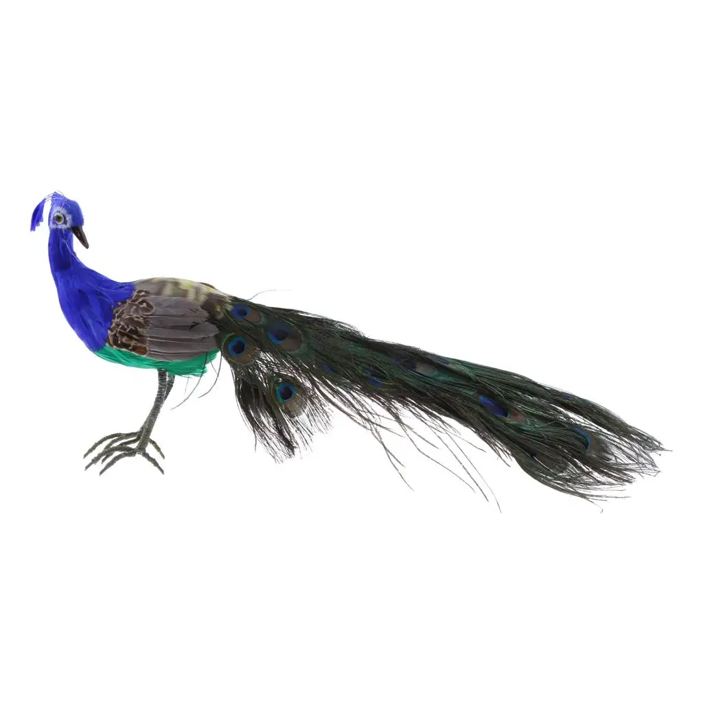 

Decorative Fake Bird Large Artificial Peacock Feather Garden Ornament for Home Yard Fairy Miniature Decorations and Events