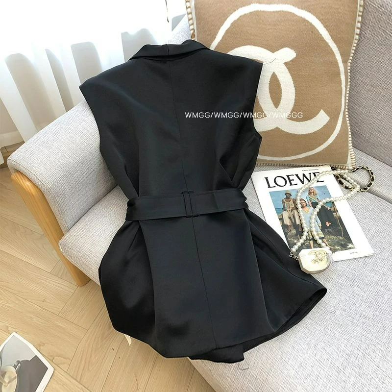 Black Tank Top Suit Dress for Women Spring Design Sense of Niche French Temperament with Waist Slimming Sleeveless Little Skirt