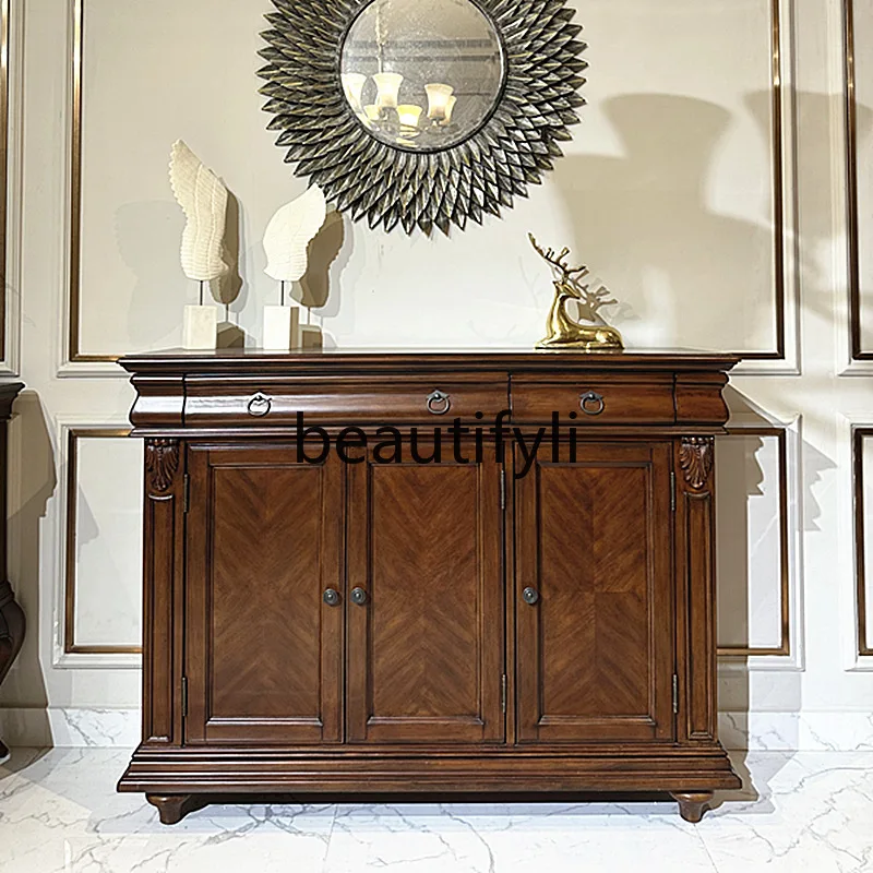 

American Country Style Solid Wood Shoe Cabinet Hall Cabinet Modern Simple Entryway Large Capacity Storage Cabinet Furniture