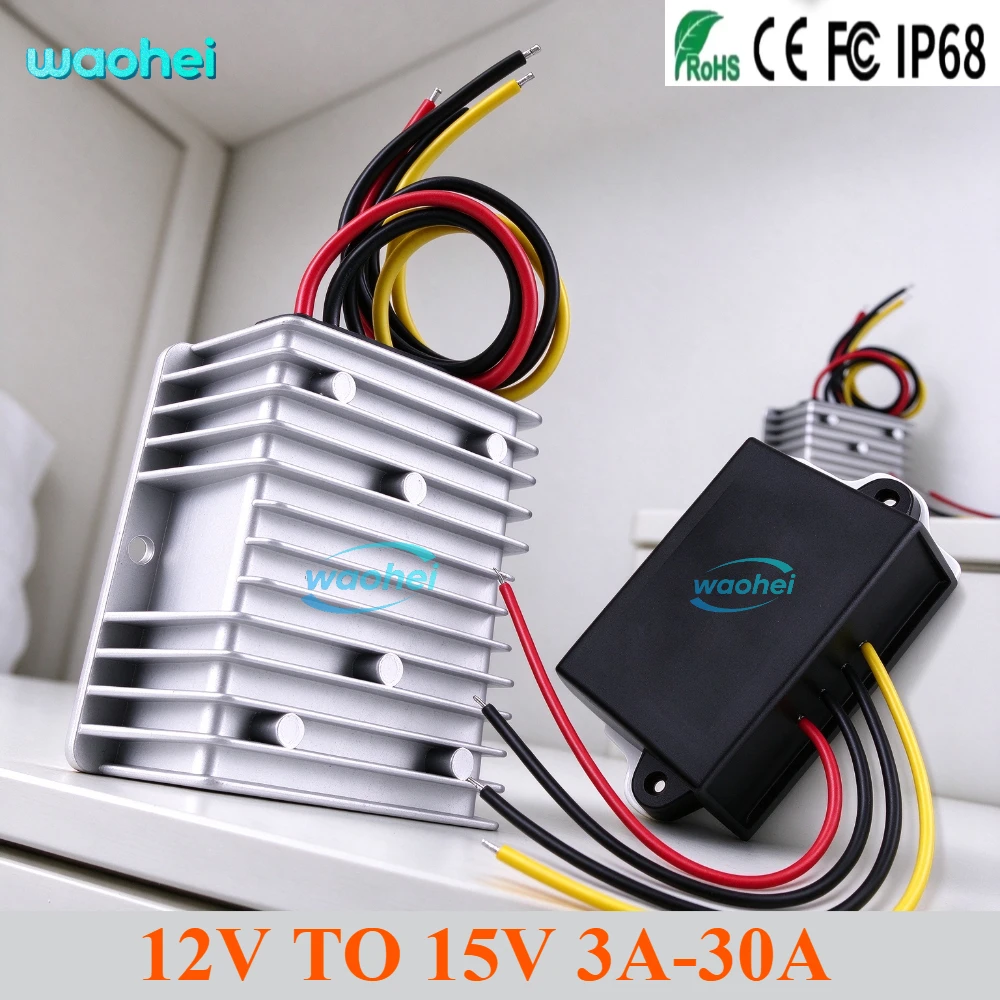 DC Converter Boost 12V To 15V 3A-30A 450W Step-up 9V-13V To 15V Voltage Regulator Waterproof Power Adapter Transformer Module