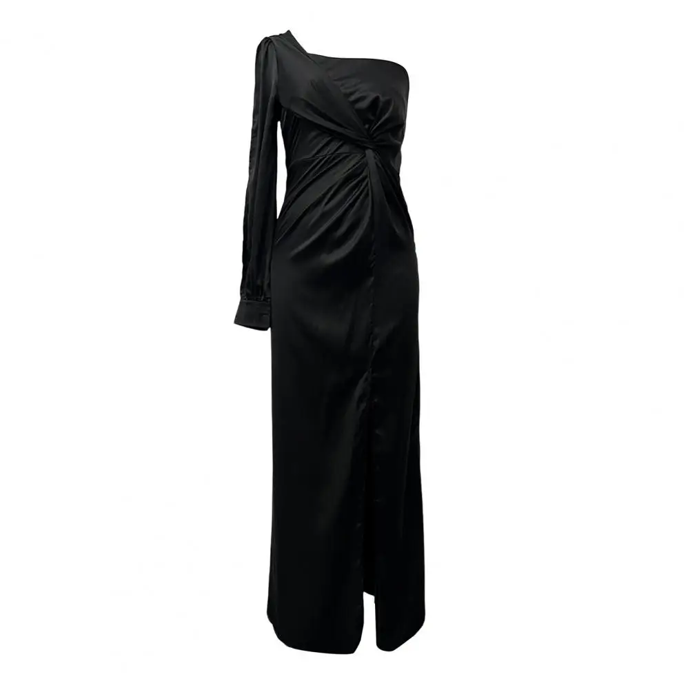 

Evening Gown Elegant One Shoulder Evening Dress With Pleated Detail Split Hem For Prom Cocktail Party Formal Costume