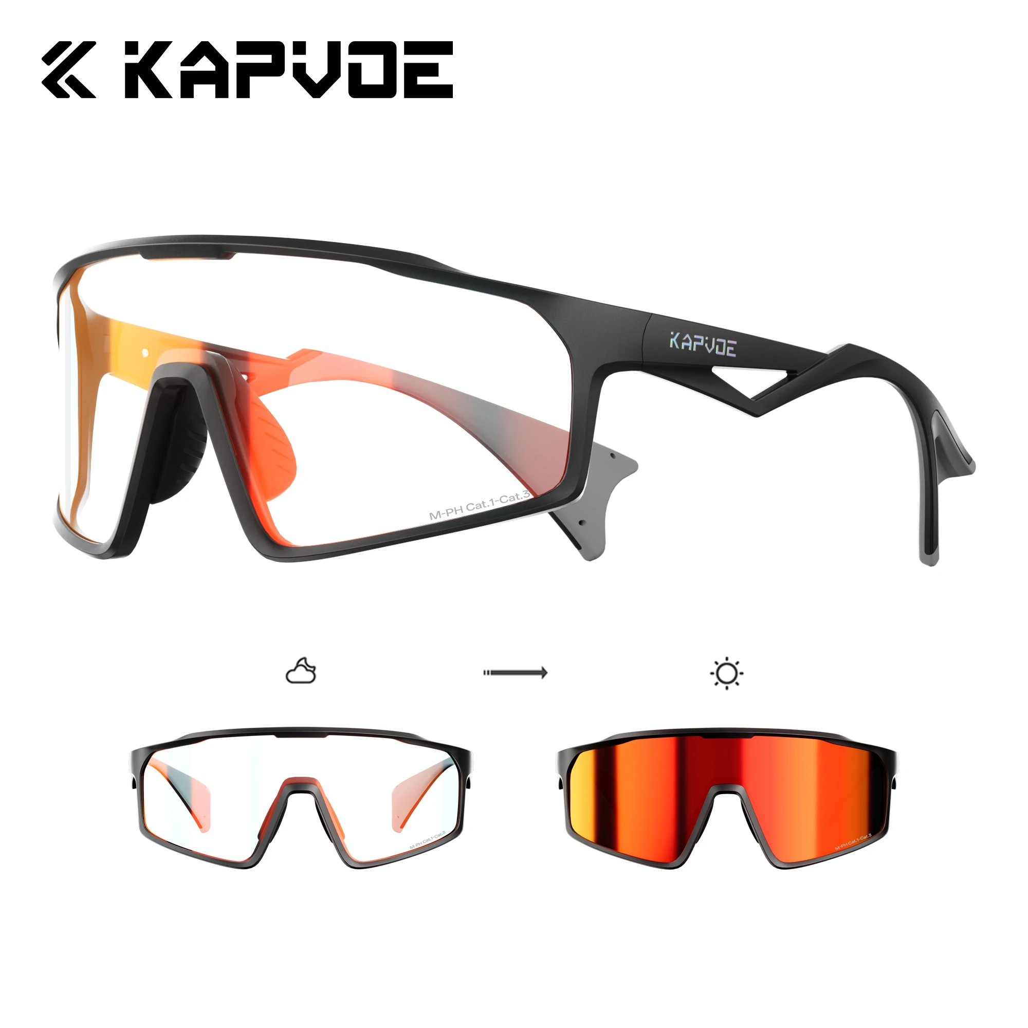 

Kapvoe 2026 Hiking Eyewear Red Photochromic Glasses Cycling Sunglasses for Men UV400 Sports MTB Outdoor Goggles Women Sunglasses