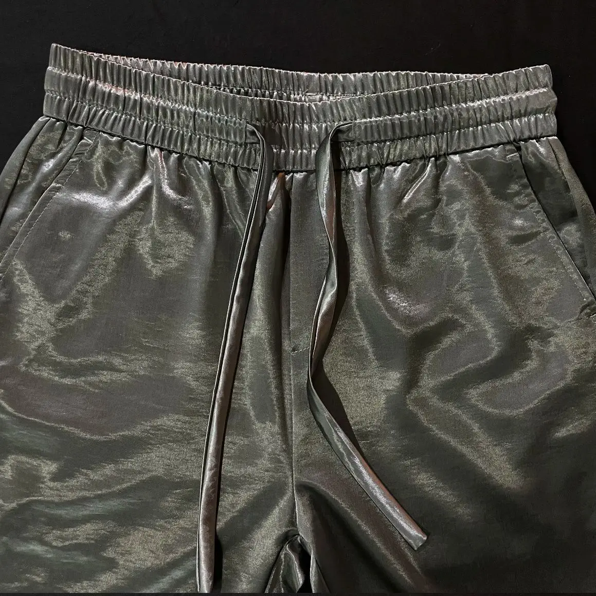 Spring Autumn Glossy Shiny Straight Pants Casual Sports Plus Size Sleeping Pajamas