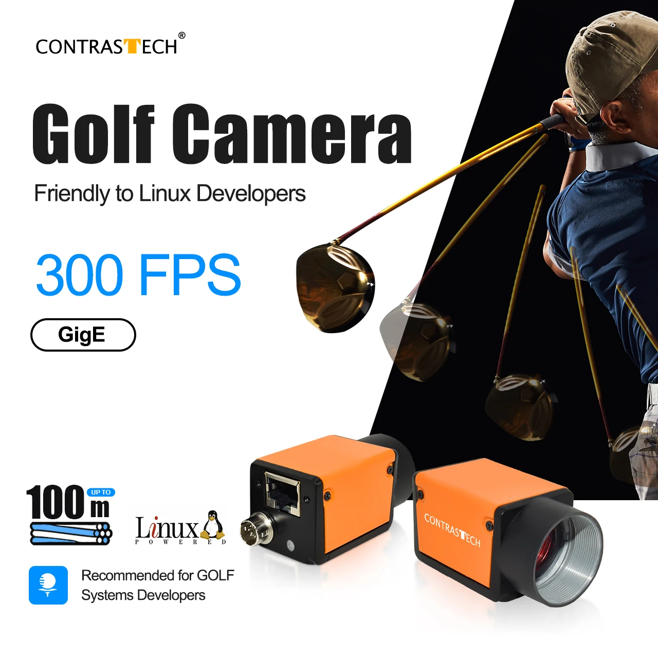 0.3MP 1000fps PYTHON300 Golf Swing 1/4” GigE USB3.0 High Speed Machine Vision Camera for Industrial Inspection Contrastech