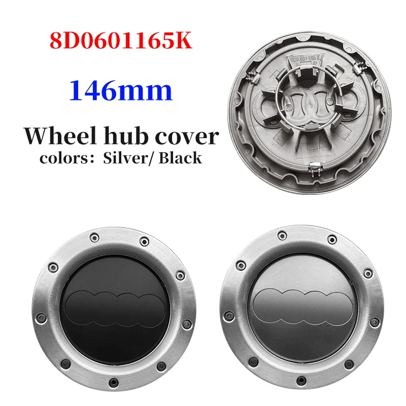 

4pcs 146mm 8D0601165K Grey Black Wheel Center Hub Caps Rim Caps Emblems Badge logo for audi Quattro TT A2 A3 A4 A8 S6 Q5 Q7 RS6