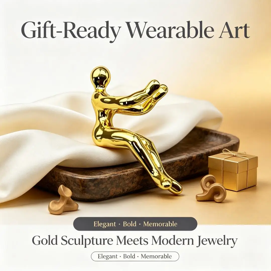 2026 Spanish punk metallic gold figurine earrings, jewelry accessories, neutral gifts