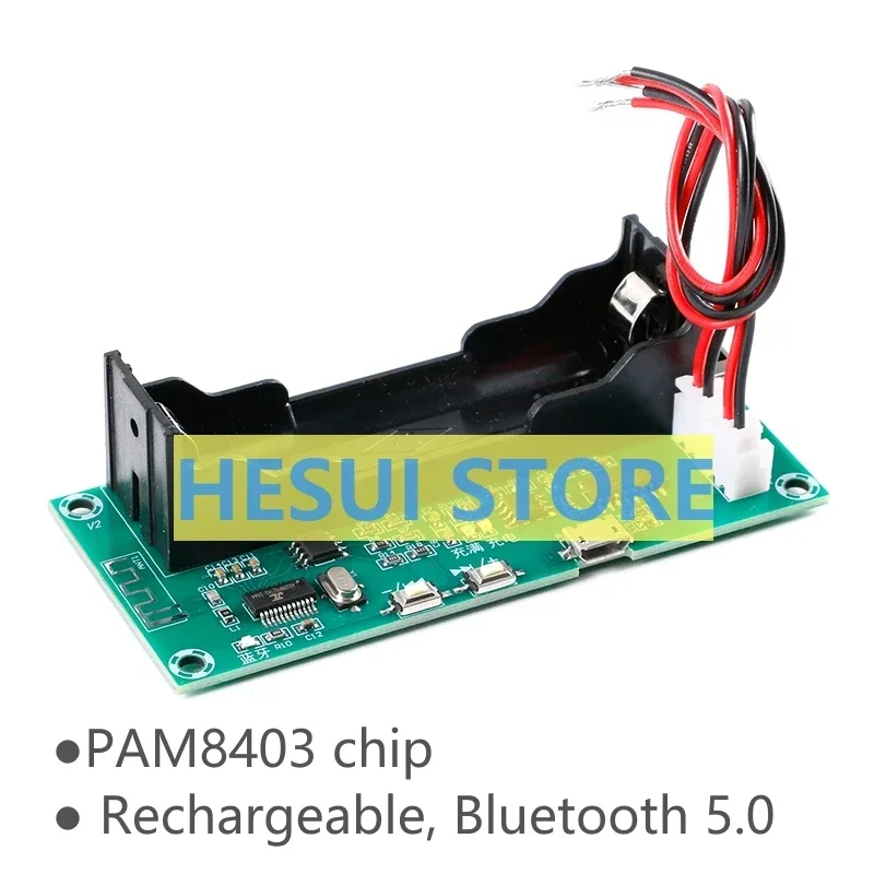 PAM8403 Bluetooth Digital Power amplifier Board 2*5W dual channel audio amplifier module onboard Lithium battery holder