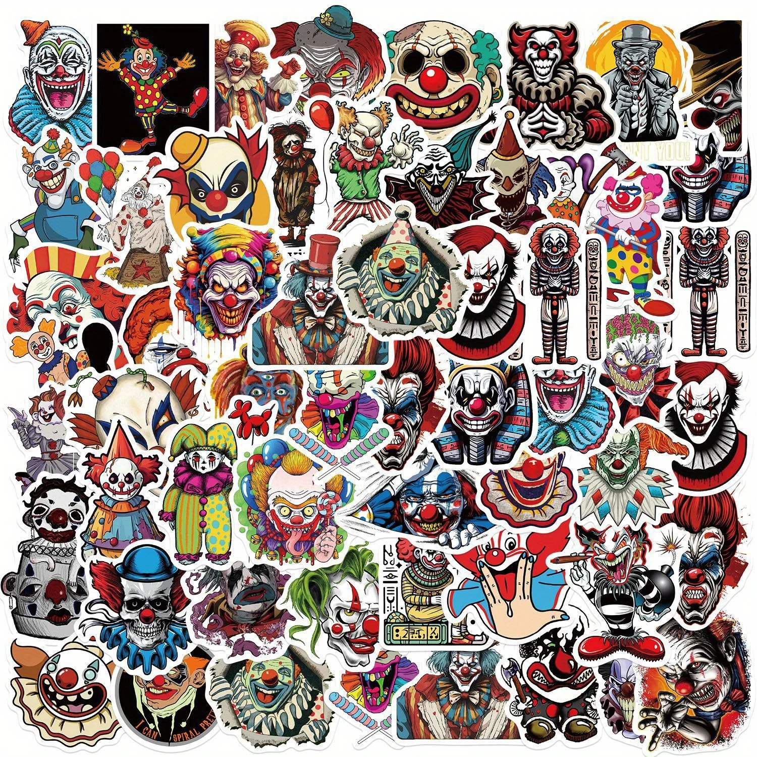 50 pegatinas autoadhesivas de dibujos animados de payas de terror, adecuadas para cuadernos, equipaje, cascos, pegatinas decorativas