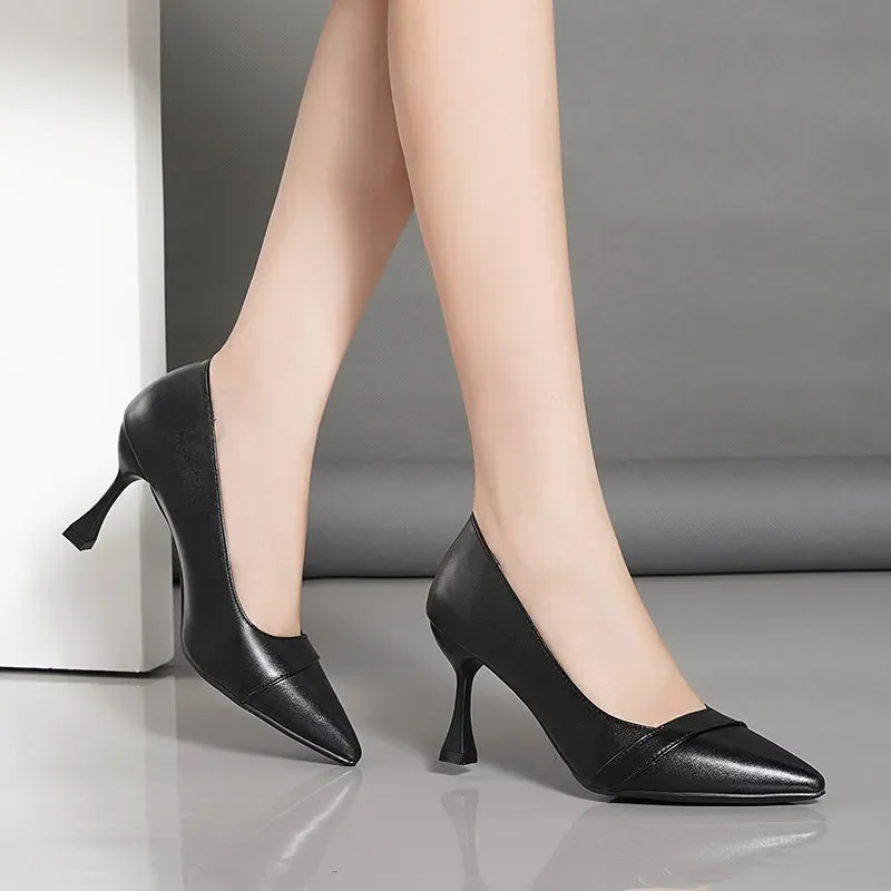 Damen-Schuhe, spitze Zehen, schwarz, für Frühling und Sommer, zum Hineinschlüpfen, für Büro, Stiletto-Absatz, Damen-Arbeitsschuhe, Pumps, Zapatos de mujer, B696 – Detail 3