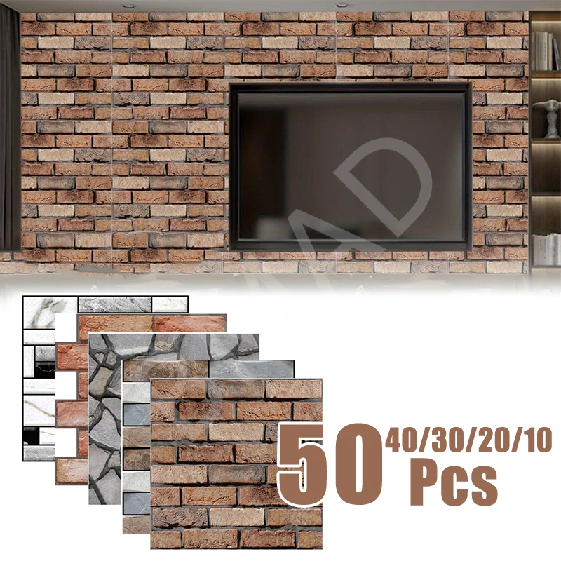 

30*30 см самоклеящиеся 3D винтажные настенные панели, отслаивающиеся и прилипающие плитки, кирпичные обои, водонепроницаемая наклейка для камина в ванной комнате