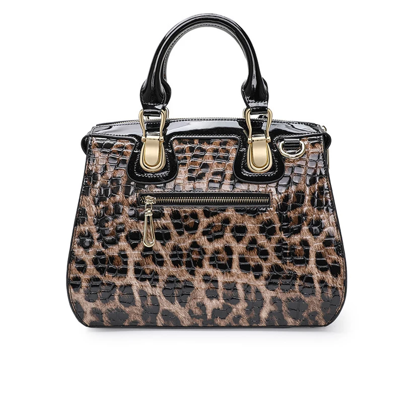 2023 Fashion Leopard Women Handbags European Designer Cow Genuine Leather Shoulder Bags Female Brand Luxury Crossbody Boston Bag