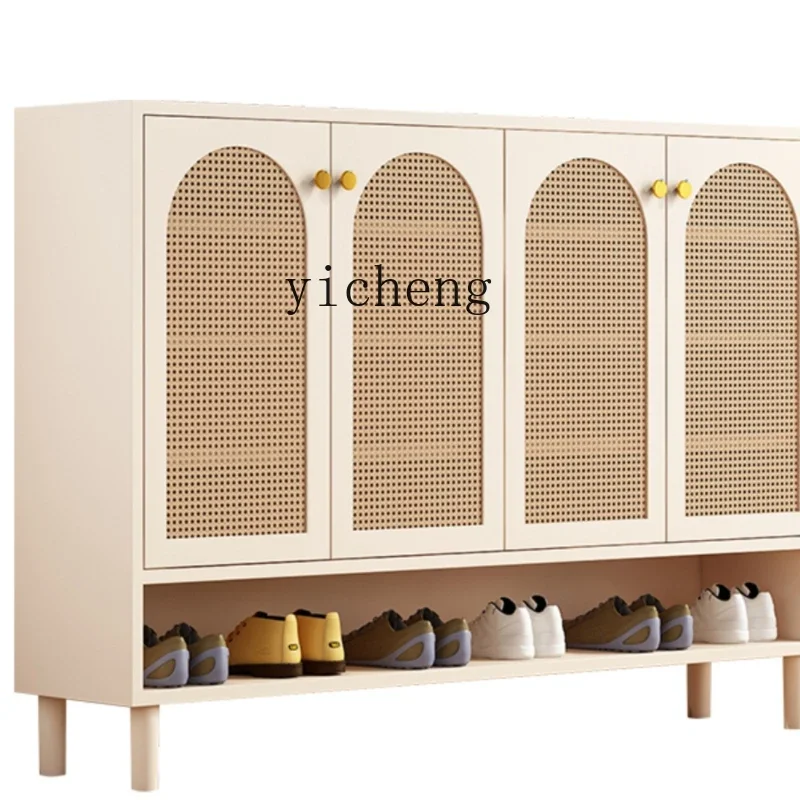 High Cabinet Rattan Door Shoe Cabinet Storage Wall Integrated Hallway Partition Locker