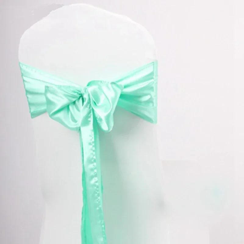 Colourful Satin Chair Sash Wedding Decoration Bow Tie Knot Band Birthday Party Hotel Show Shiny Colour Luxury Design