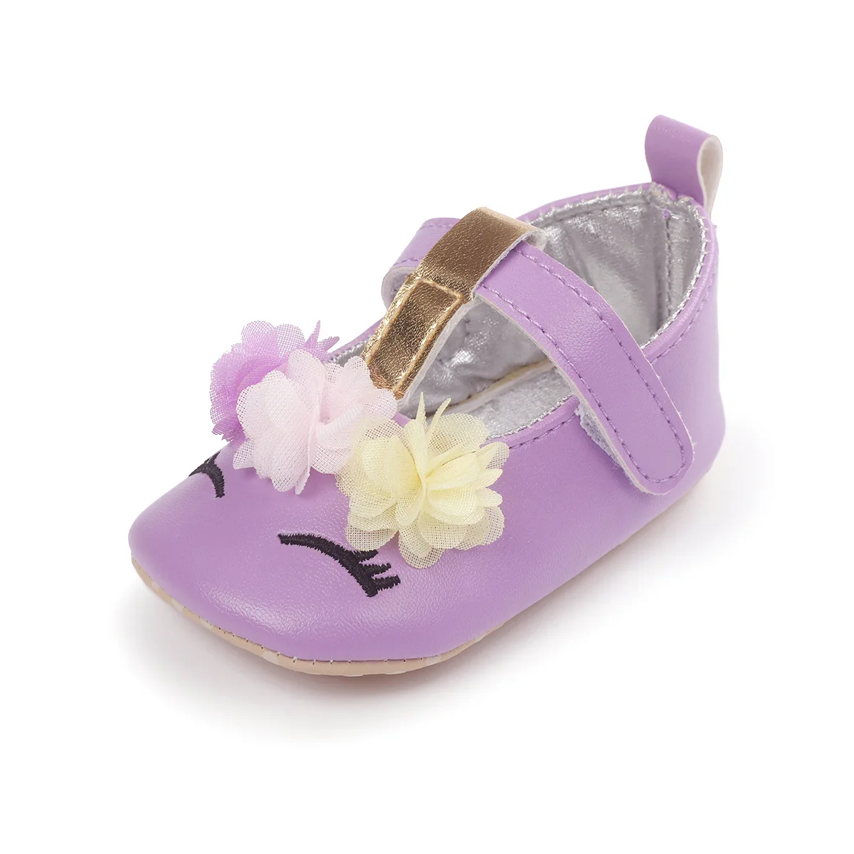 Oddler Baby Girls Flower Unicorn Shoes PU Leather Shoes Soft Sole Crib Shoes