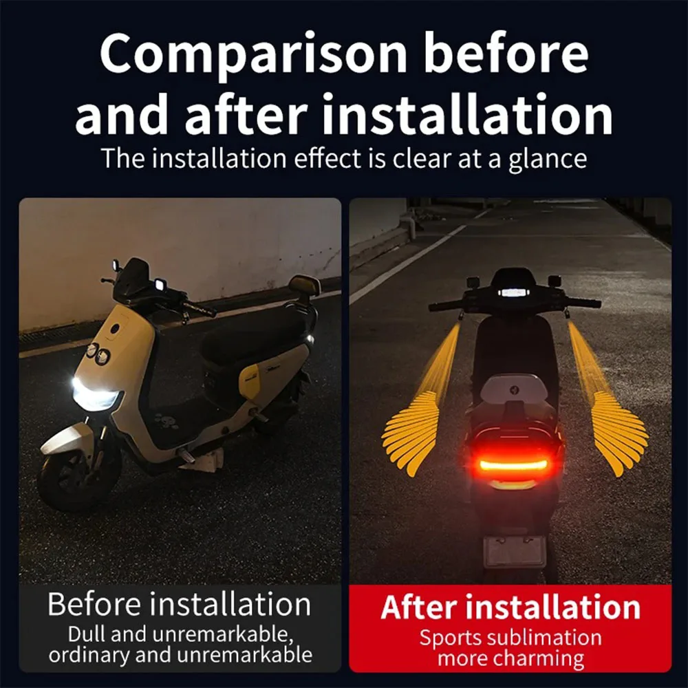 2pcs Motorcycle LED projector Angel's Wings Led Decorative light Anti collision taillights moto Driving Lamp led puddle light view 4