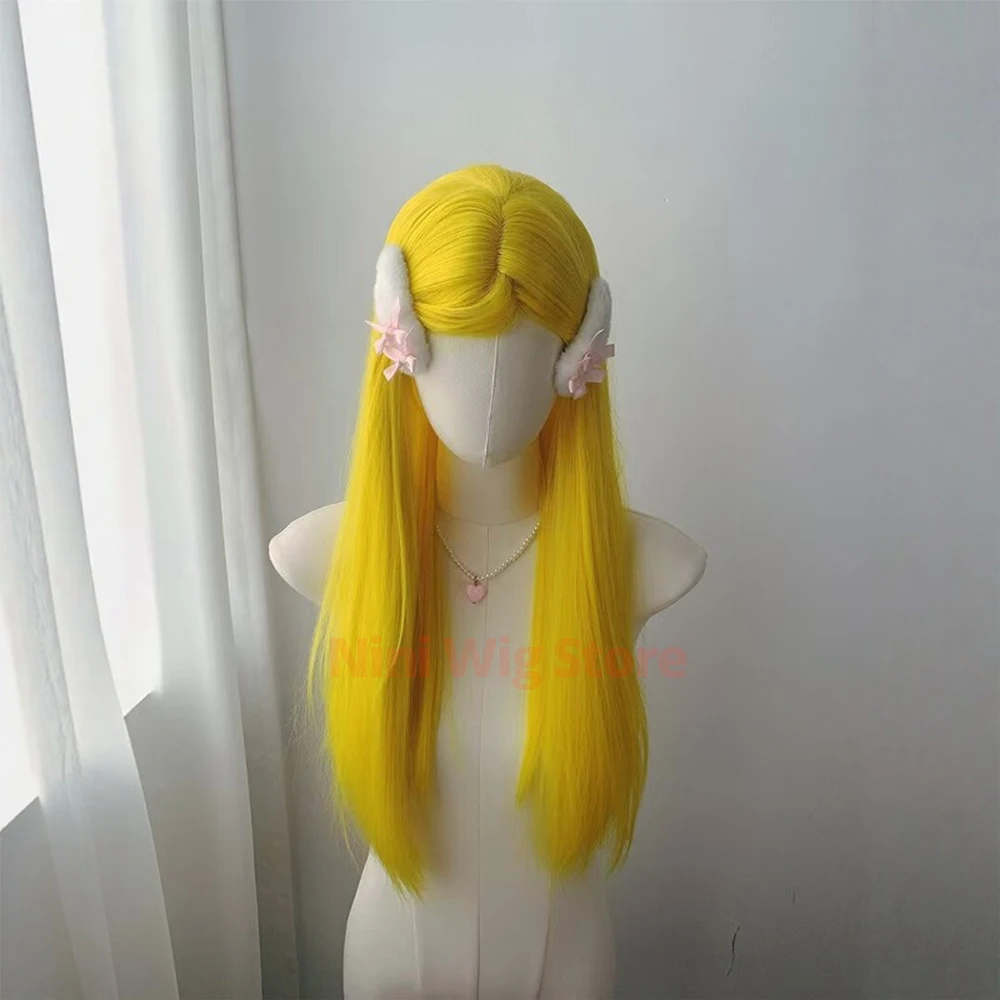 Yellow Long Straight Anime Cosplay Wig For Women  Lolita Halloween Cosplay Party Daily Use Natural Heat-resistant Synthetic Wig