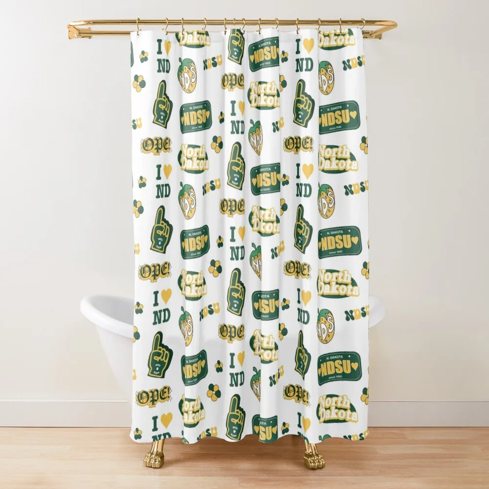 

North Dakota NDSU Shower Curtain Bathroom Accessories Cute Shower Anime Shower Modern Bathroom Accessories Curtain