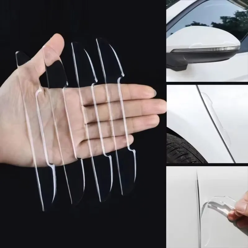 4-24Pcs Car Door Transparent Anti-Collision Protector Bar Stickers Side Edge Protection Guards Rear View Mirror Cover
