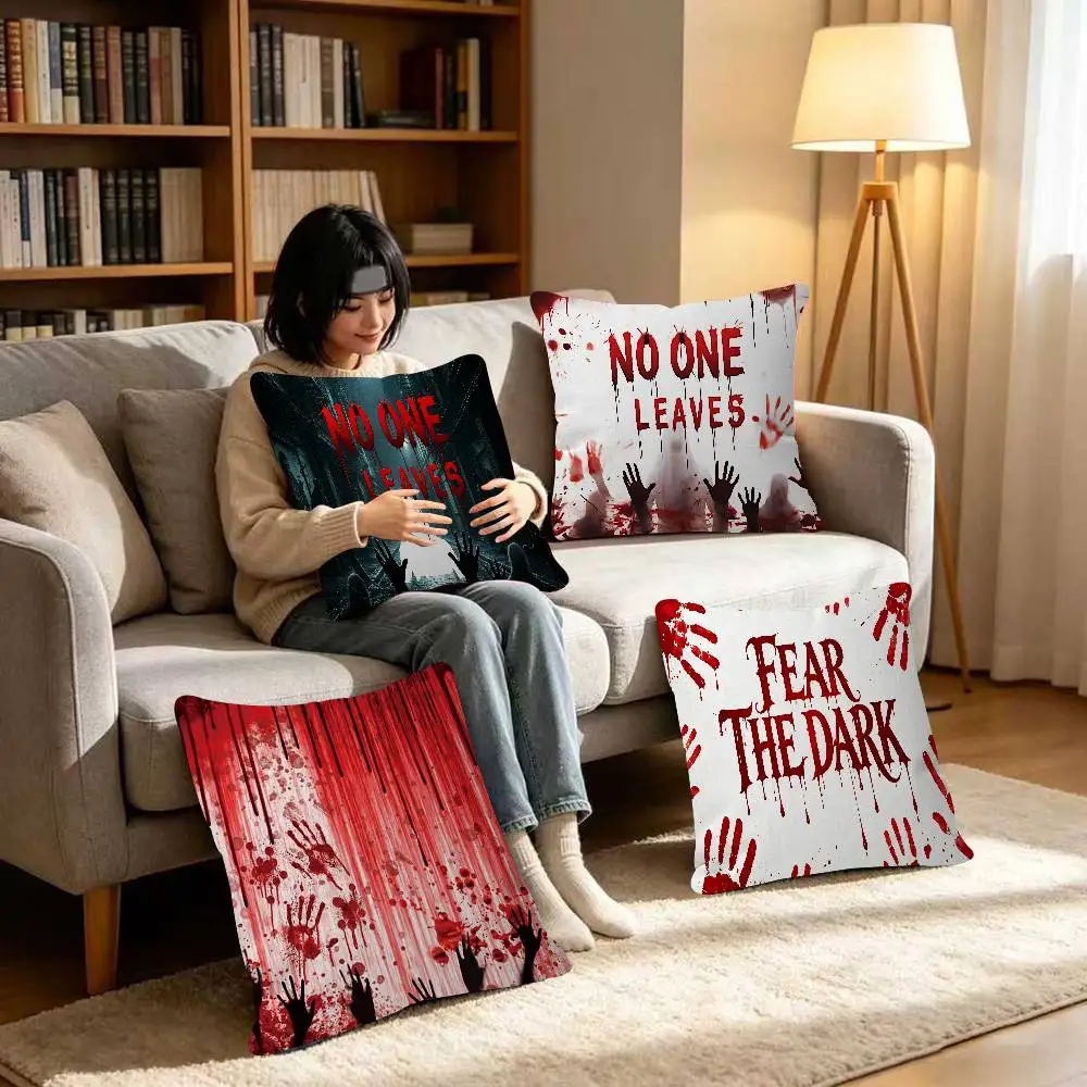 Horror Halloween Scary Blood Splatter Maple Design Cushion Cover Happy Autumn Harvest decor Holiday Decorati Pillow Cover