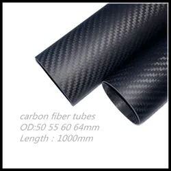 3k Carbon Fiber Tube 55mm~114mm x 1000mm(1M) Roll Wrapped Pole Light Weight High Strength High Corrosion Resistance