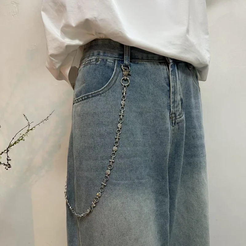 Cadena de bolso Simple y versátil a la moda, accesorios informales, colgante de Cruz Retro de Hip-Hop, cadena de cintura para pantalones vaqueros