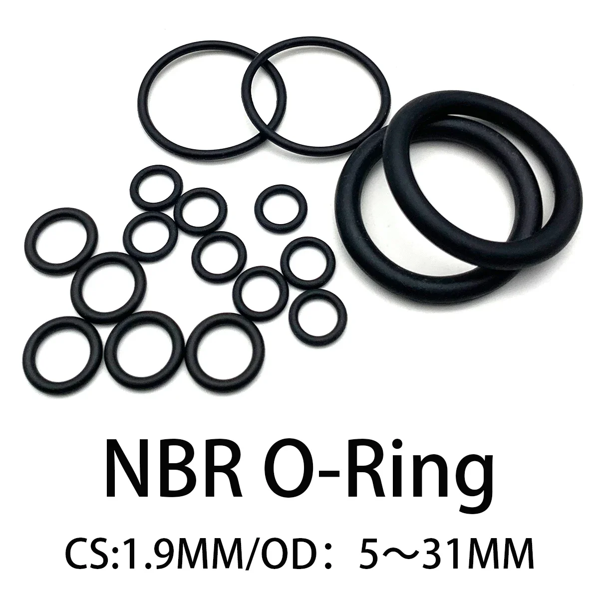 20 NBR O-rings CS 1.9mm Outer Diameter 5-31mm Weather Resistant and Non Hardening Universal Mechanical Seal Accessories