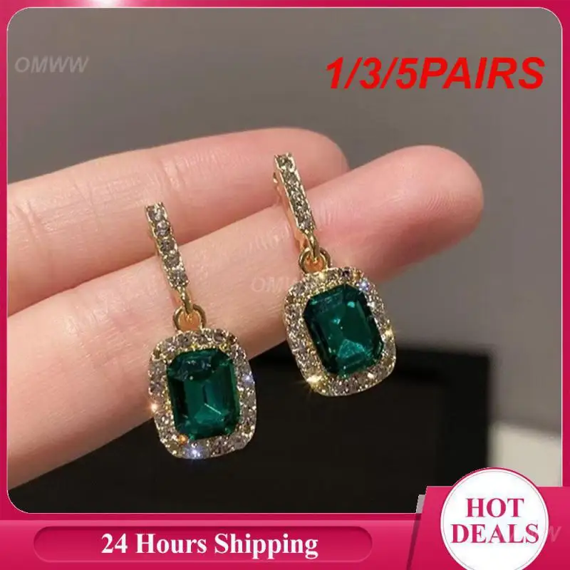 1/3/5PAIRS Green Drop Earrings Unique Elegant Simple Earrings Stud Earrings Ladies Fashion Jewelry High Sense Fashionable Simple