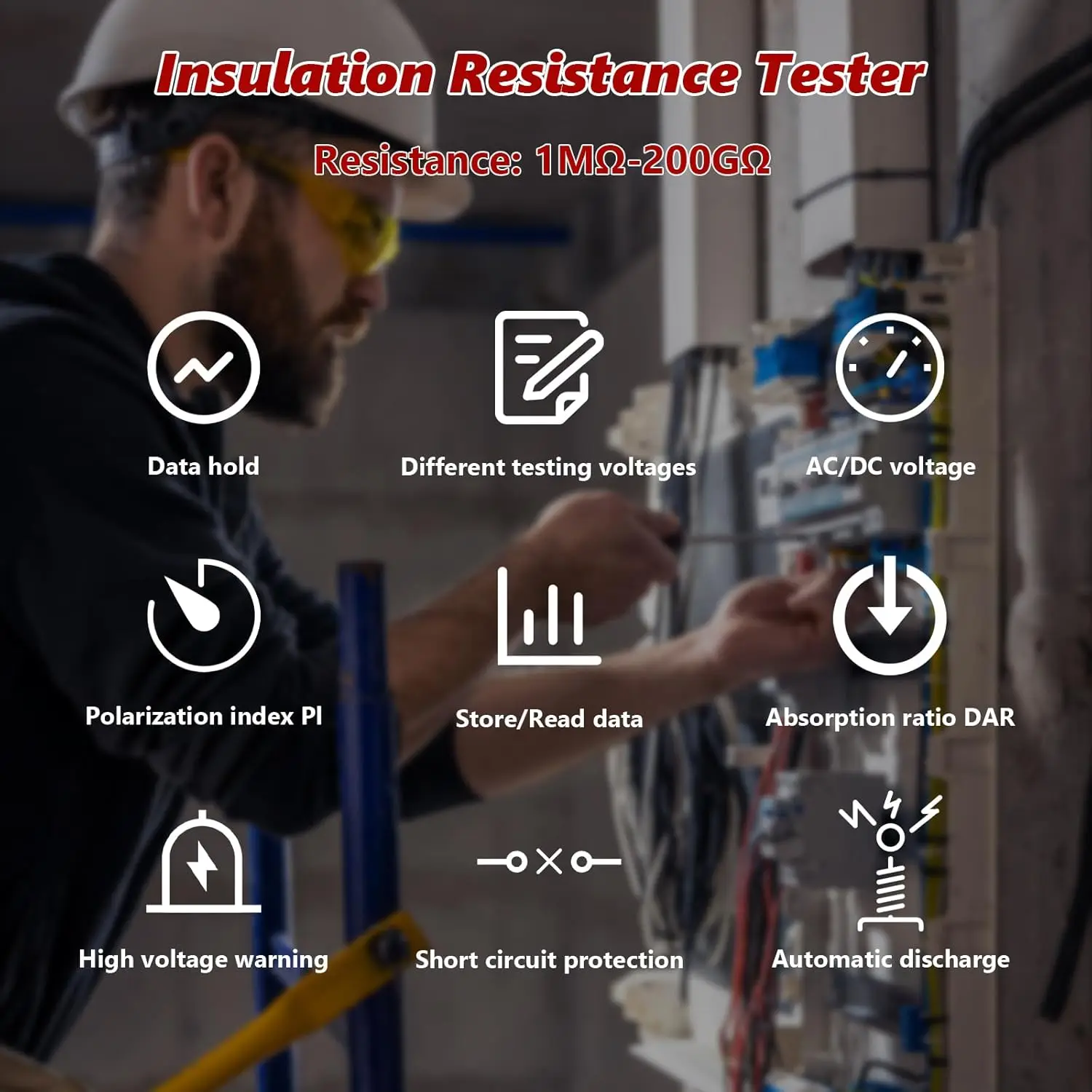

Digital Insulation Resistance Tester, Insulation Meter 2000 Counts 250V/500V/1000V/2000V/2500V Test Voltage,TS58/68