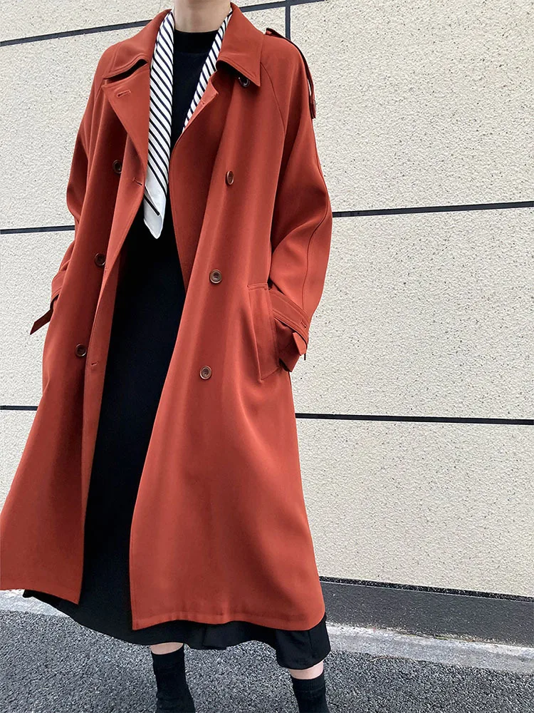 

2024 Autumn Fashion Women Long Trench Coat With Belt Double breasted Casual Loose Women Coat Trench Femme Overcoat Casaco Abrigo