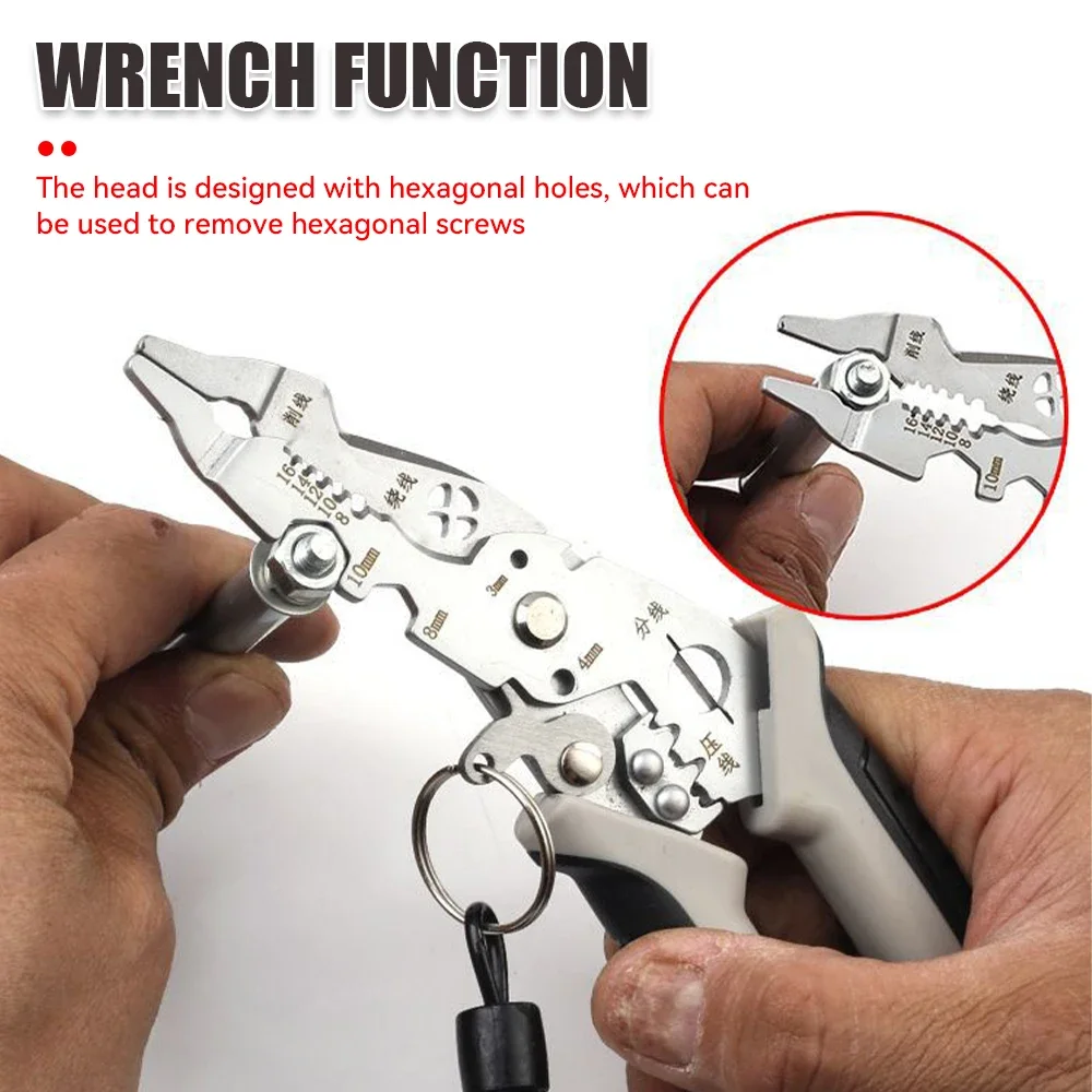 12 in 1 Multifunctional Wire Stripper Crimper Cable Cutter Pliers Stainless Steel Elbow Pliers Multi-Purpose Wire Stripping Tool