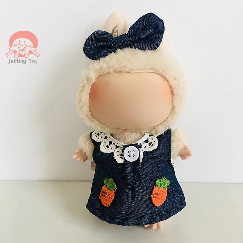 17cm Labubu Doll Cute Mini smalto ciondolo bambola vestiti gonna sospesa Clip per capelli accessori per abiti abbigliamento per ragazza regalo