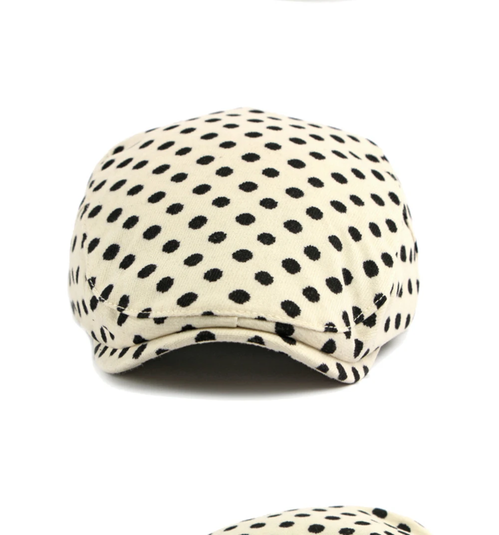 HT5103 Herren- und Damen-Baskenmützen, Vintage Künstler-Mütze, Unisex Gepunktete Ivy-Flatcap, Neue Frühling-Herbst Verstellbare Baskenmütze – Detail 9