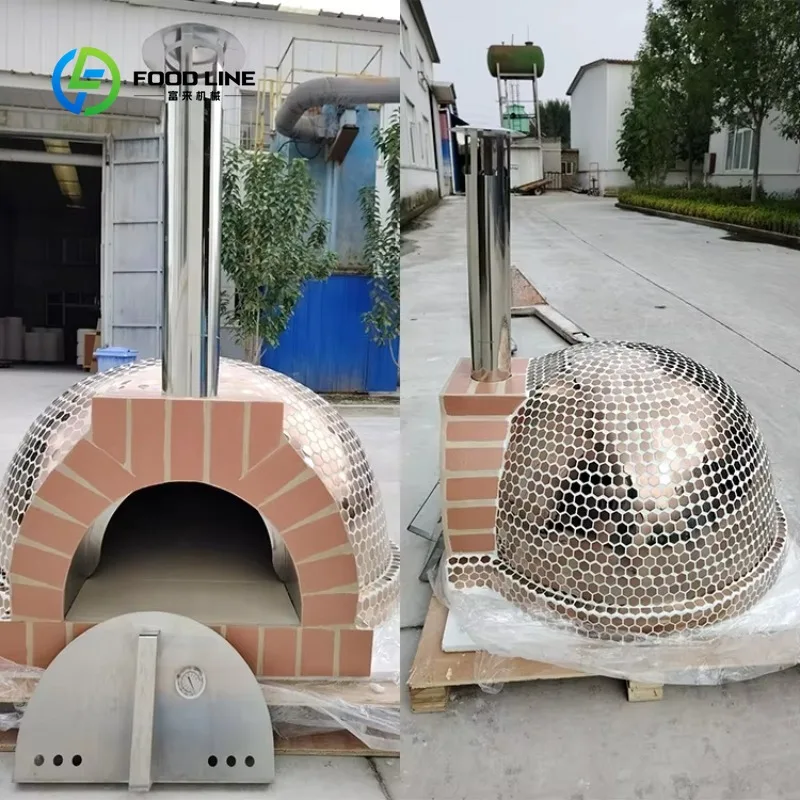 Customized Large Capacity Wood Fired Pizza Oven Mosaic Dome Brick Pizza Oven Stainless Steel Chimney for Patio Backyard Cooking