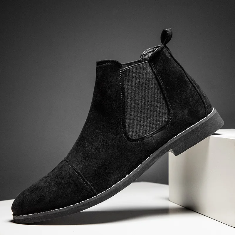 Botas Chelsea amarillas para Hombre, Zapatos de vestir cómodos y puntiagudos, sin cordones, de ante, informales, a la moda, baratos, 224