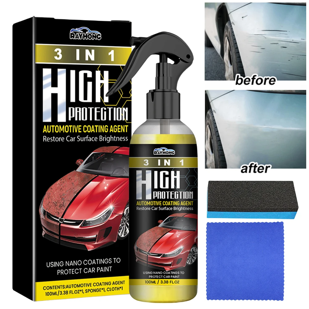 

3 In 1 Car Ceramic Coating Spray 100ml Auto Nano Ceramic Coating Car Paint Scratch Repair Remover Polishing Paint Coating Agent