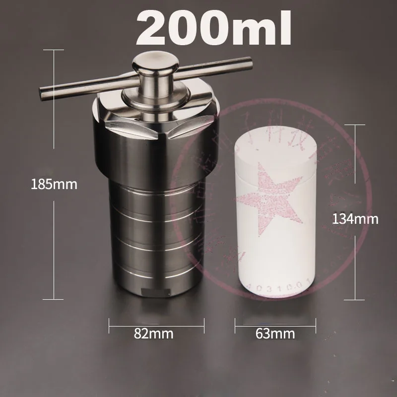 100ml/150ml/200ml/300ml 304 Stainless Steel Hydrothermal Synthesis Reactor with PTFE Chamber