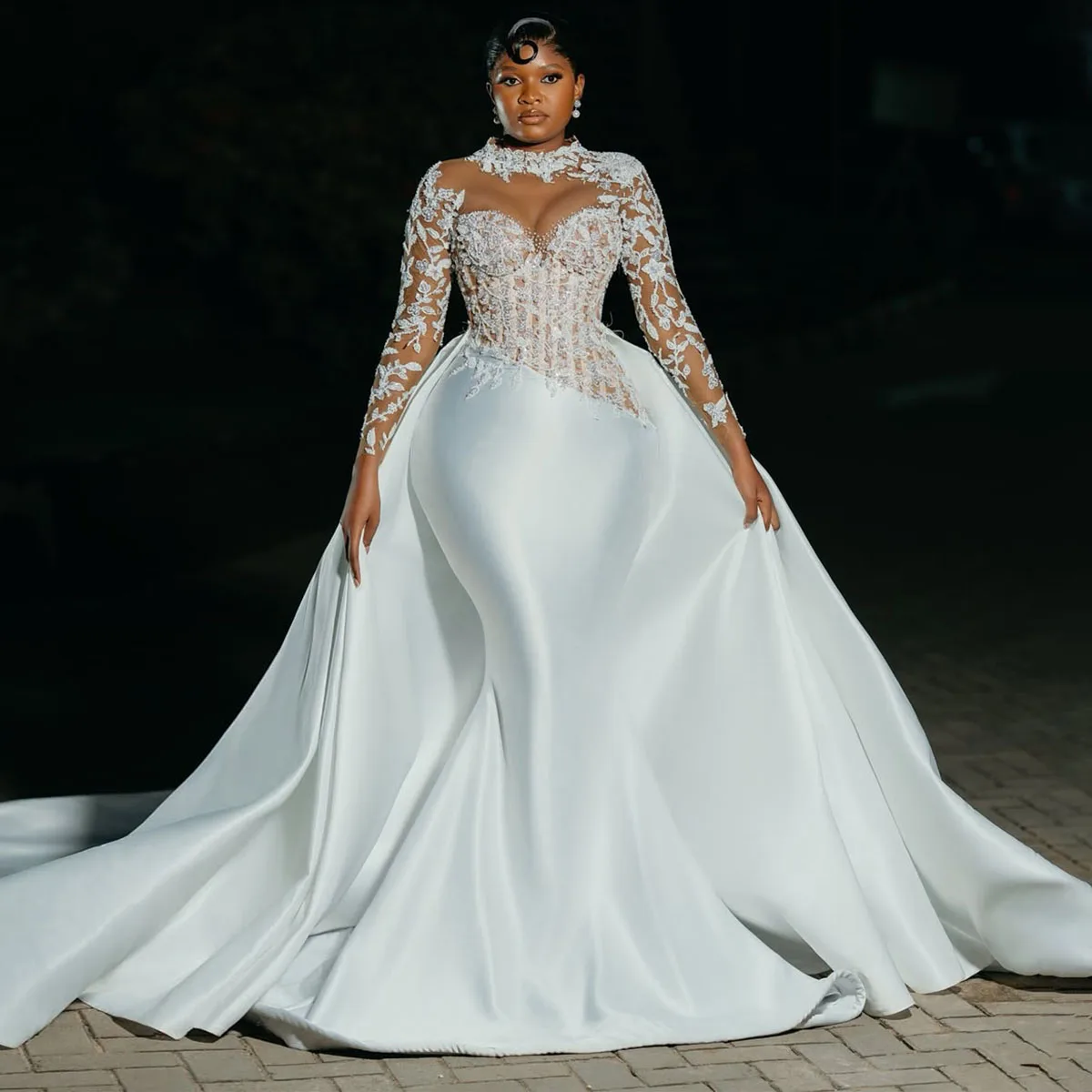 

Customized Lace Sweetheart A-line Lace Wedding Dresses Elegant Applique Bridal Gown Dresses For Bride Customized
