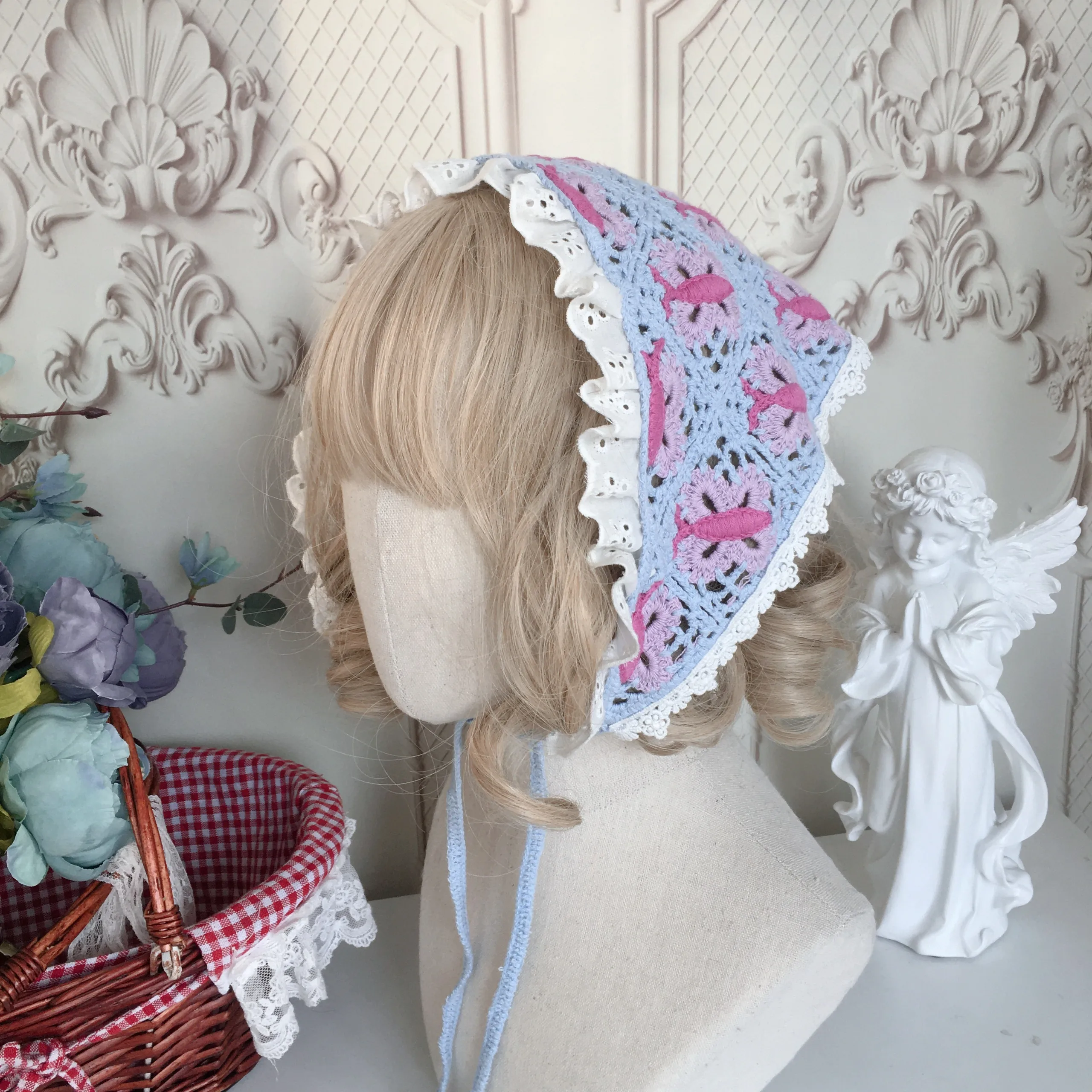 Lolita Knit Triangle Head Scarf for Women Girl