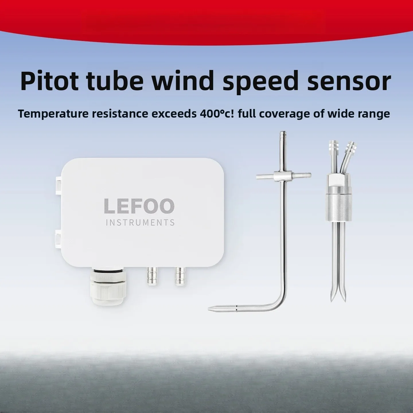 LFM109 Pitot Tube Air Velocity Sensor High Temp Resistant Anti-Clogging with Display