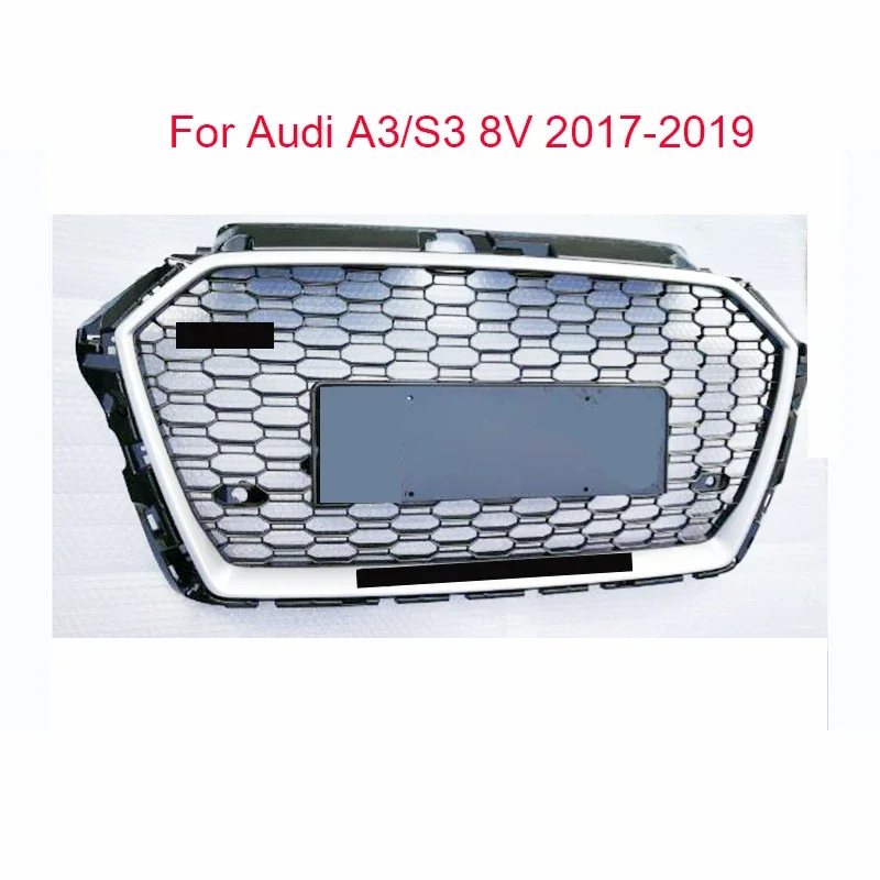 Front Grill Modification Of RS Style Grille For Audi A3/S3/8V 2017 2018 2019 Without Emblem Auto  Accessories