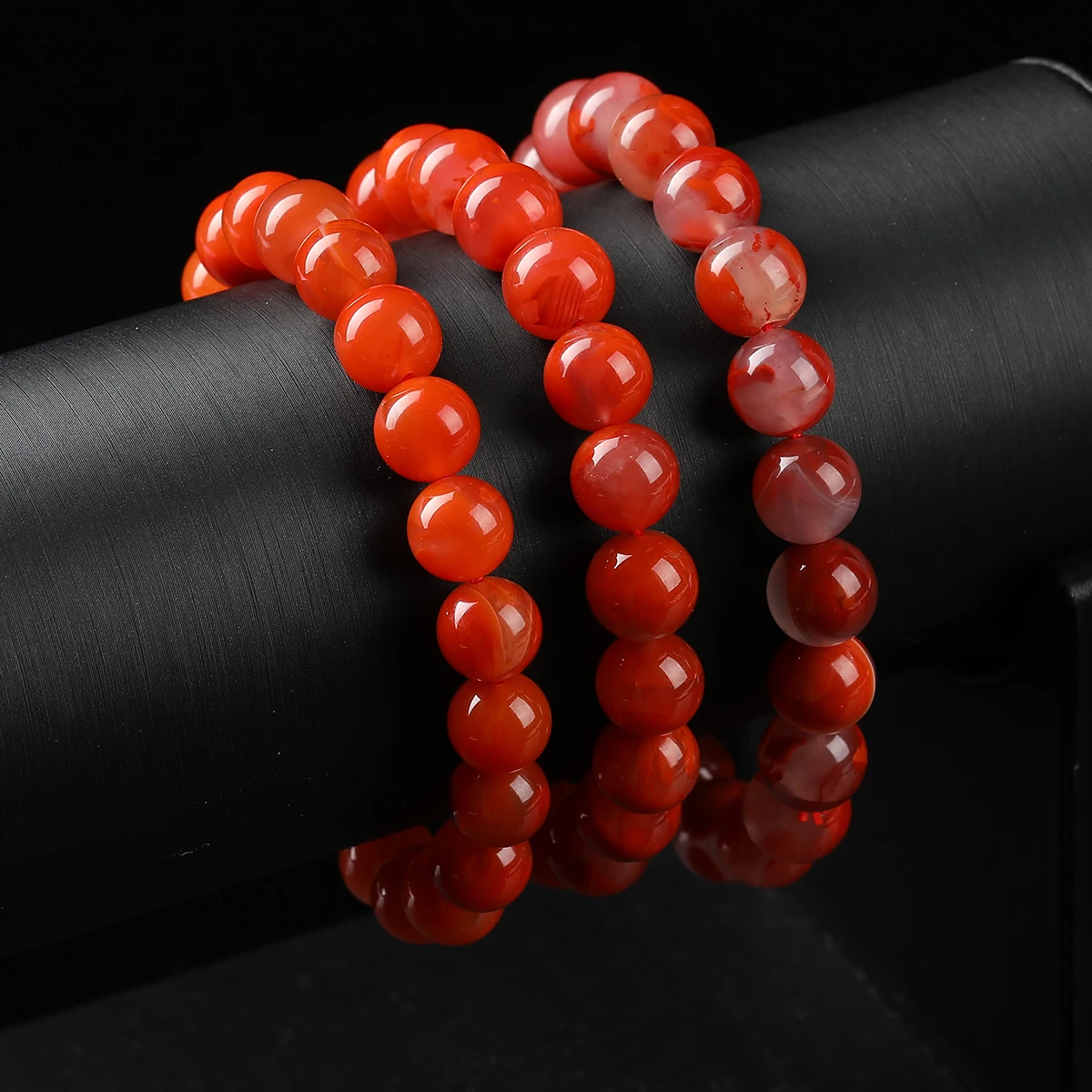 

JD Natural Stone South Red Agate Round Bead Bracelet Handcrafted Smooth Authentic Nanhong Bead Jewelry for Women Ideal Gifts