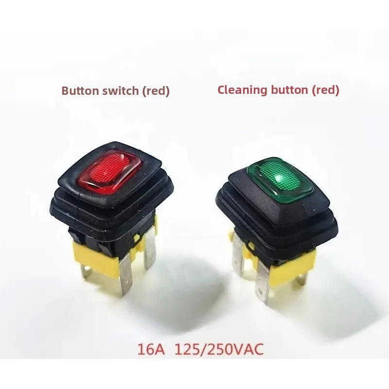 Wash Button for Ice Machine Red, Rectangular Power Switch Green