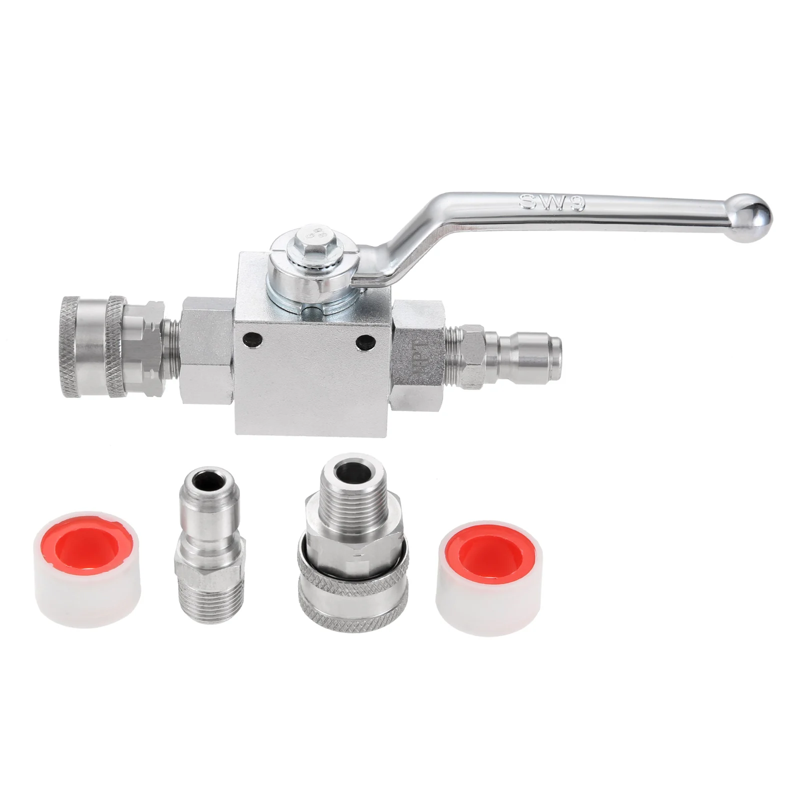 

7pccs/1set High Pressure Ball Valve 3/8" Quick Connect for Power Washer Hose 4500 PSI 3/8" Coupler Plug Socket Tape Steel