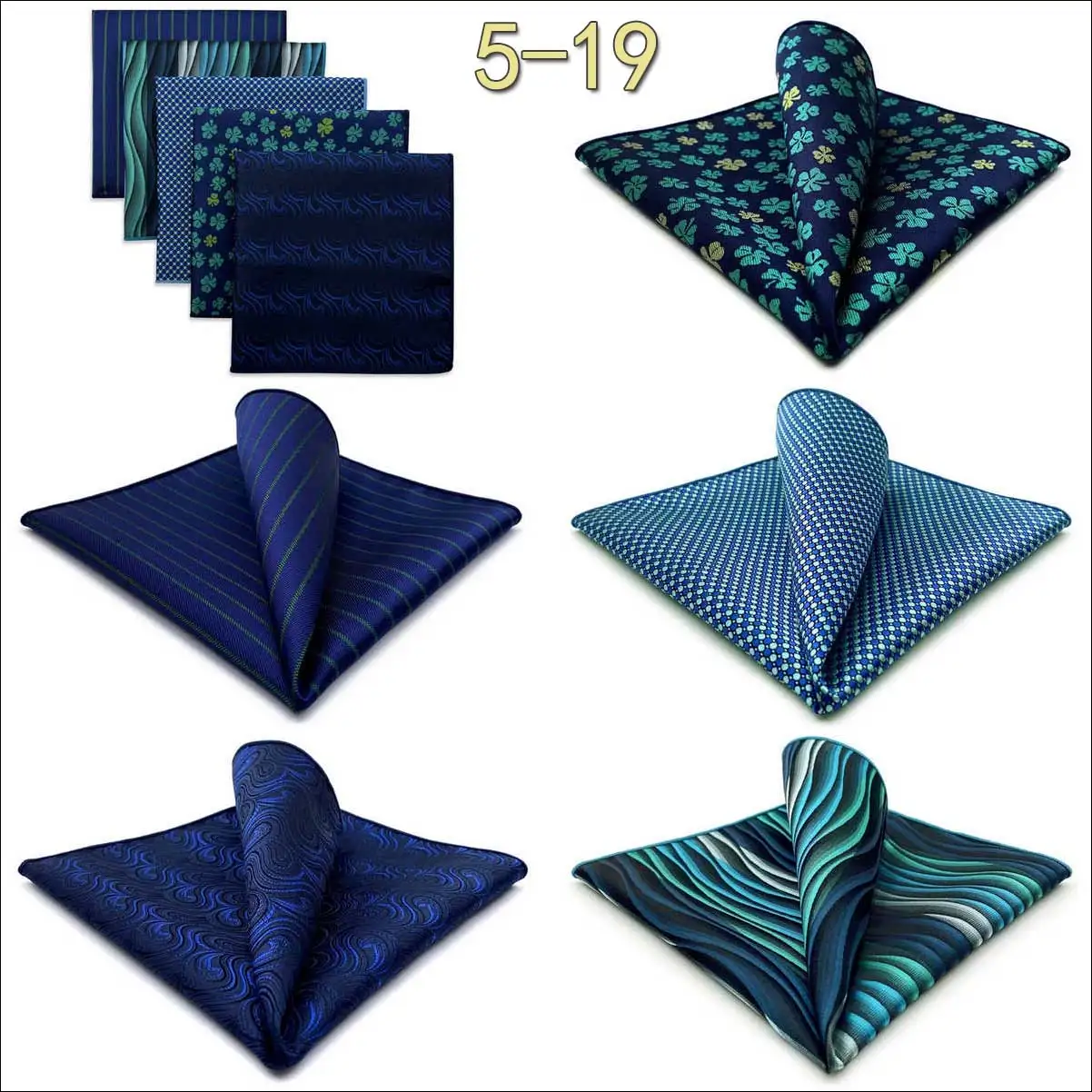 5-teiliges Herren-Einstecktuch-Set, verschiedene Einstecktücher, mehrere Stile, Paisley- und Blumenmuster, Anzug, groß, 32 cm, Business-Accessoires – Detail 18