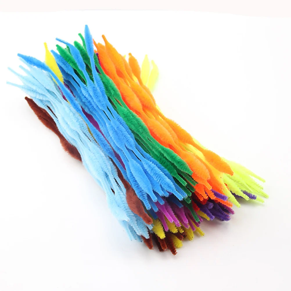 Nettoyeur de tuyaux ondulés, tiges torsadées pour enfants, bricolage, artisanat d'art, métal et soie, fournitures d'activités éducatives créatives faites à la main, 100 pièces
