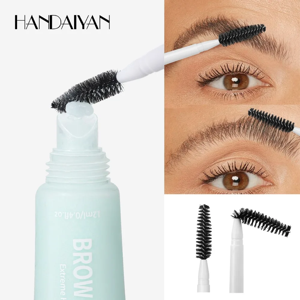 Transparent Brow Gel with Spoolie Brush Strong Hold Clear Formula for Bushy Brows All Day Styling Waterproof Makeup Essential