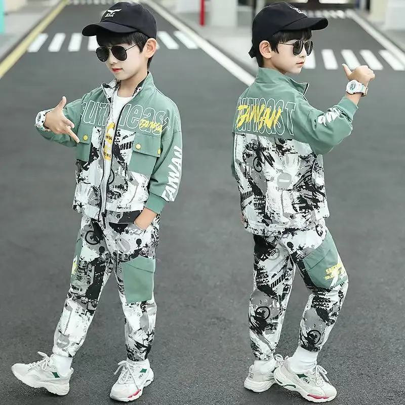 2025 الأولاد التمويه دعوى ربيع الخريف جديد تشونغدا الأطفال البيسبول دعوى قطعتين مجموعة الأطفال التمويه الصيف مخيم البدلة #4